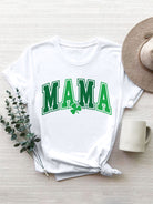 MAMA Round Neck Short Sleeve T-Shirt Trendsi