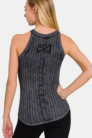 Zenana Ribbed Grecian Neck Tank Trendsi