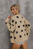 Dropped Shoulder Polka Dot Cardigan Trendsi