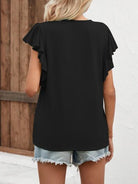 Notched Cap Sleeve T-Shirt Trendsi