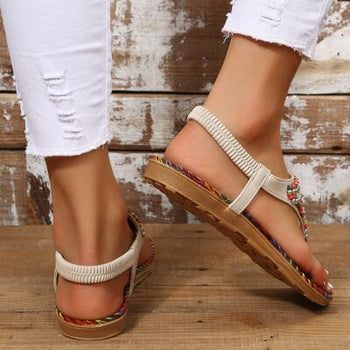 Beaded PU Leather Open Toe Sandals Trendsi