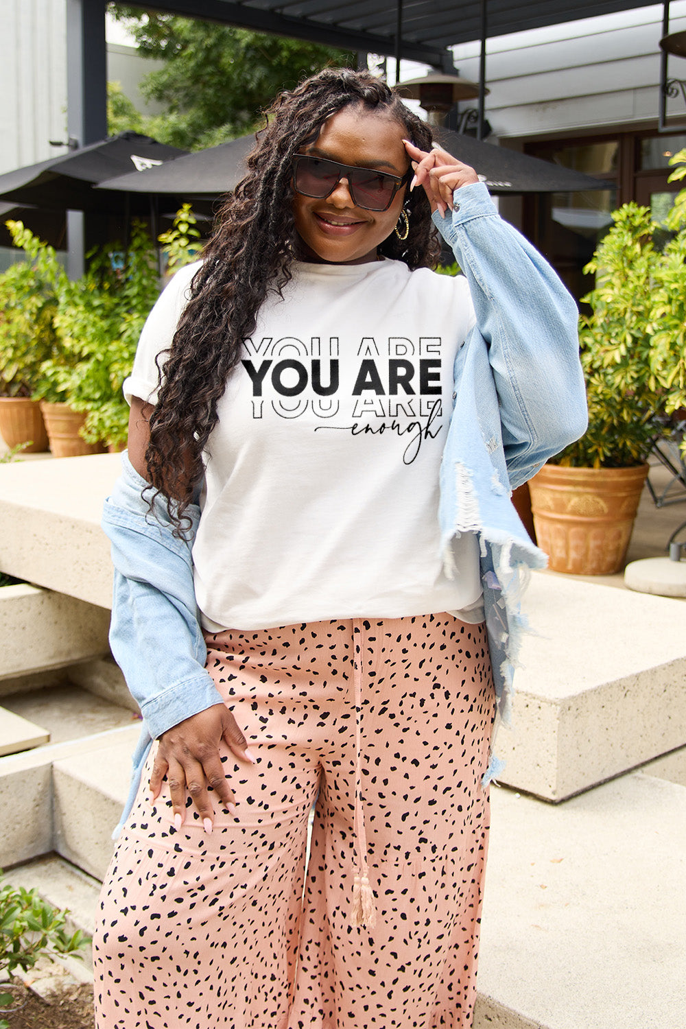 Simply Love Full Size YOU ARE ENOUGH Short Sleeve T-Shirt Trendsi