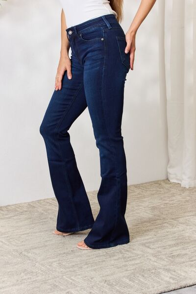 Kancan Full Size Mid Rise Flare Jeans Trendsi