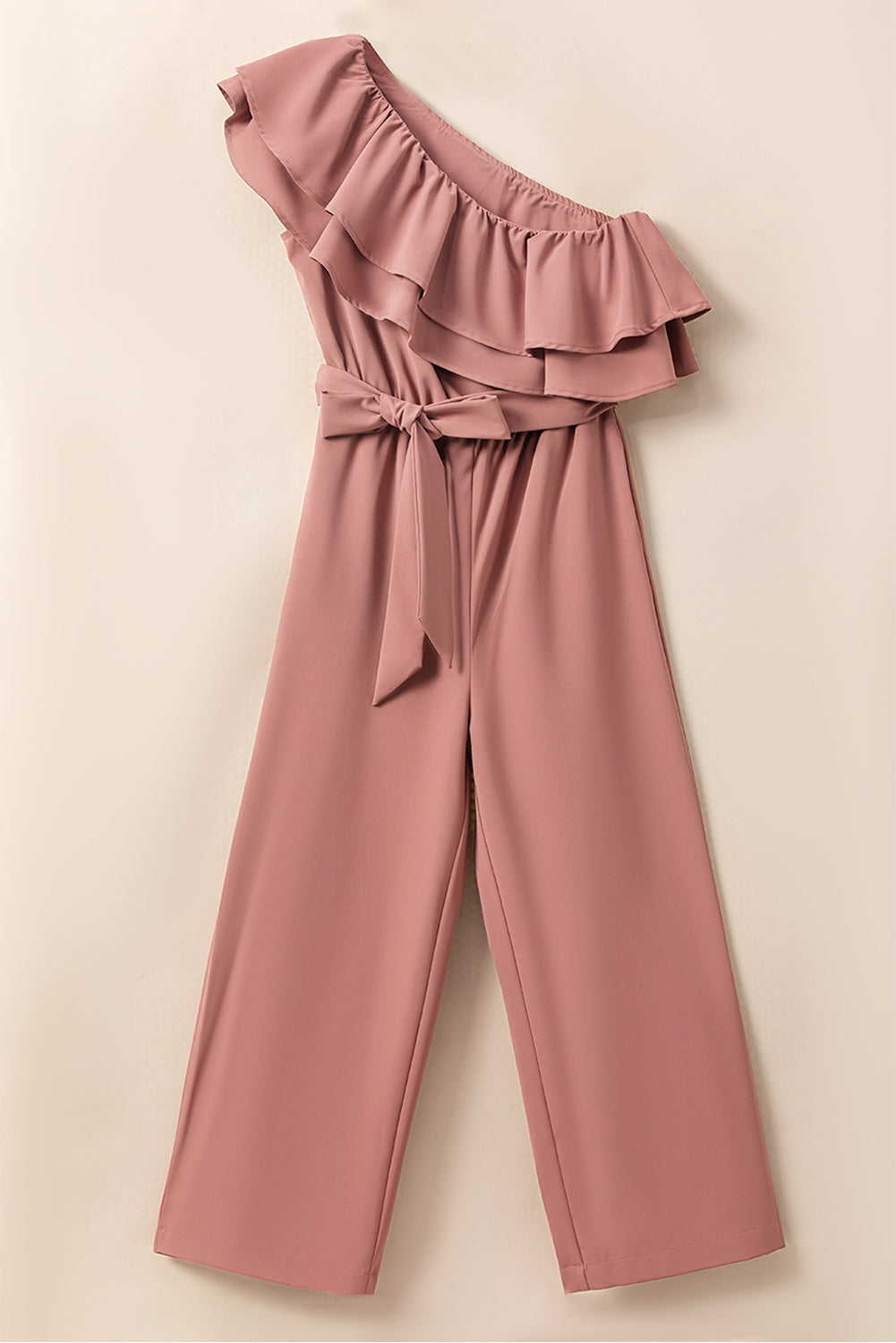 Ruffled Tied One-Shoulder Jumpsuit Trendsi