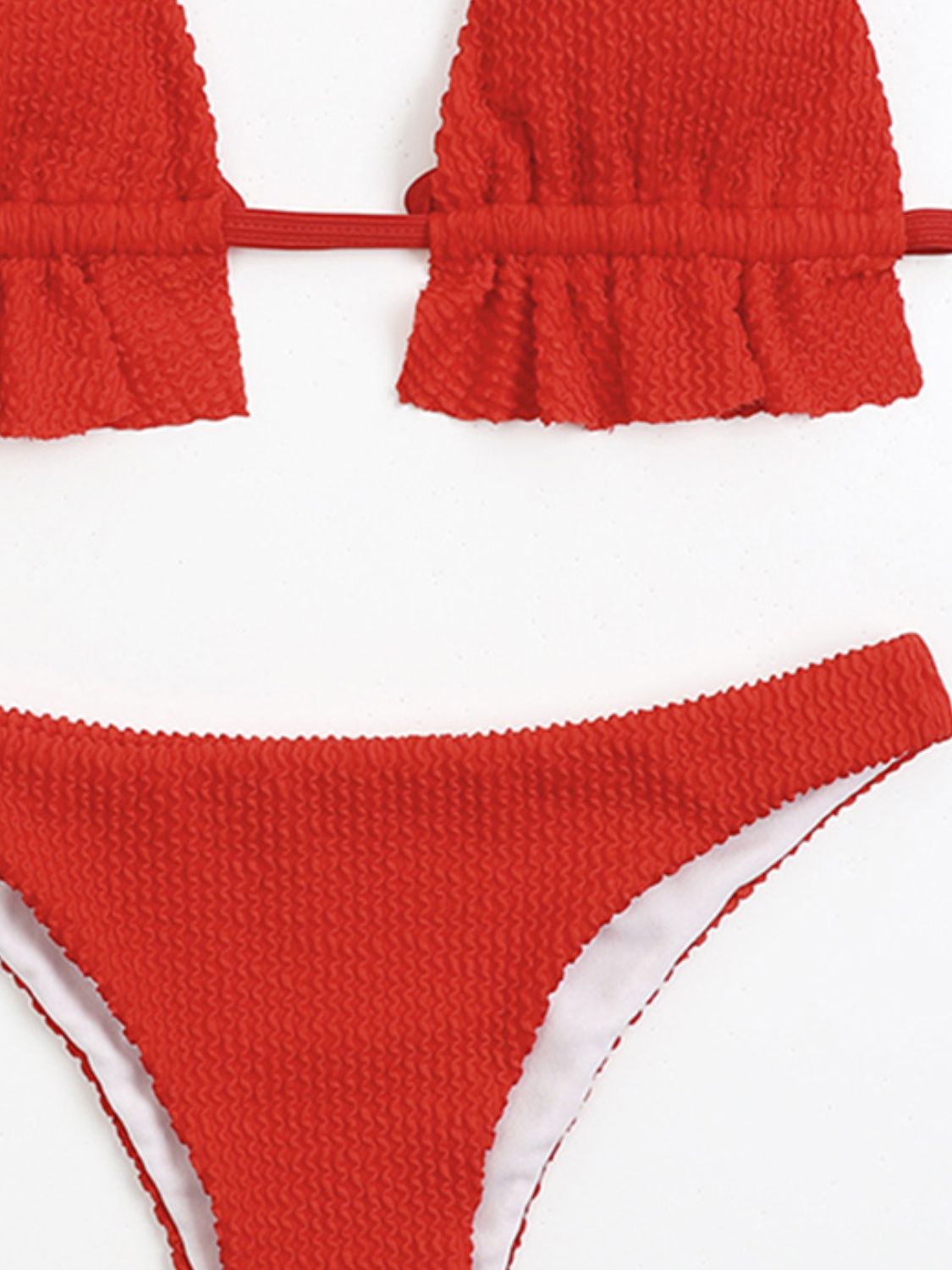 Ruffled Textured Wide Strap Two-Piece Bikini Set Trendsi