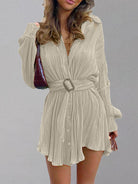 Button Up Dropped Shoulder Shirt Dress Trendsi