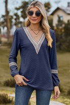 V-Neck Long Sleeve T-Shirt Trendsi