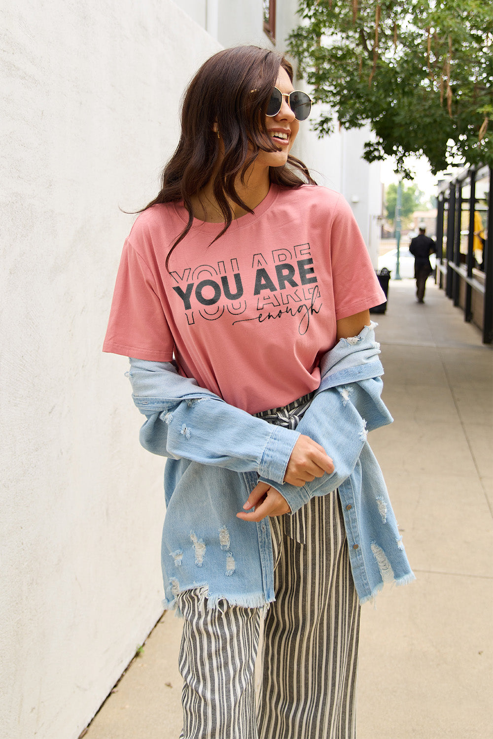 Simply Love Full Size YOU ARE ENOUGH Short Sleeve T-Shirt Trendsi