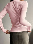 Half Button Long Sleeve T-Shirt Trendsi