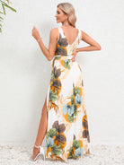 Slit Tied Printed Surplice Dress Trendsi