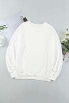 Round Neck Dropped Shoulder Sweatshirt Trendsi