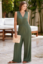 Surplice Wide Strap Jumpsuit with Pockets Trendsi