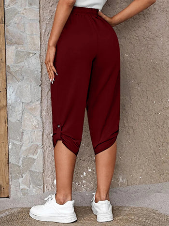 Full Size Roll-Tab Capris Pants Trendsi