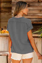 Exposed Seam Round Neck Short Sleeve T-Shirt Trendsi