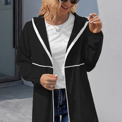 Zip Up Long Sleeve Hooded Watertight Jacket Trendsi