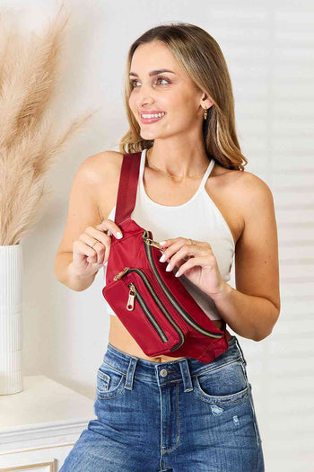 Fame Triple Pocket Nylon Fanny Pack Trendsi