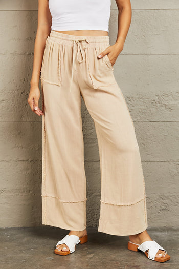 HEYSON Love Me Full Size Mineral Wash Wide Leg Pants Trendsi