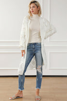 Openwork Open Front Dropped Shoulder Cardigan Trendsi