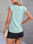 Ruffled Round Neck Cap Sleeve T-Shirt Trendsi