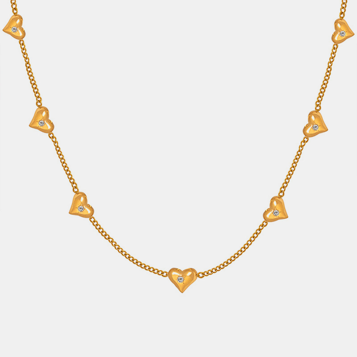 Titanium Steel Zircon Heart Necklace Trendsi