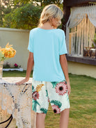 Short Sleeve Top and Printed Shorts Lounge Set Trendsi