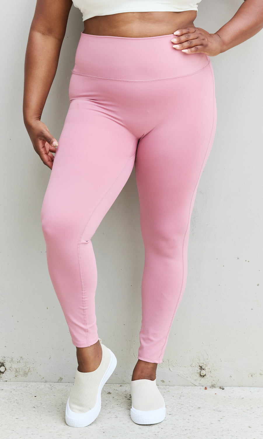 Zenana Fit For You High Waist Active Leggings in Light Rose ZENANA