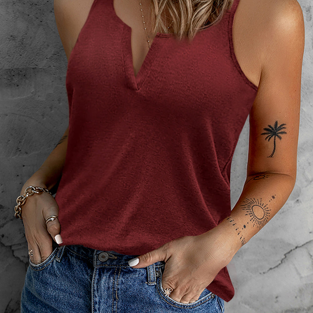 Double-Strap Notched Neck Tank Casual Chic Boutique