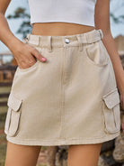 Adjustable Waist Denim Skirt with Pockets Trendsi