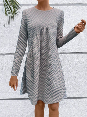 Full Size Round Neck Long Sleeve Dress Trendsi