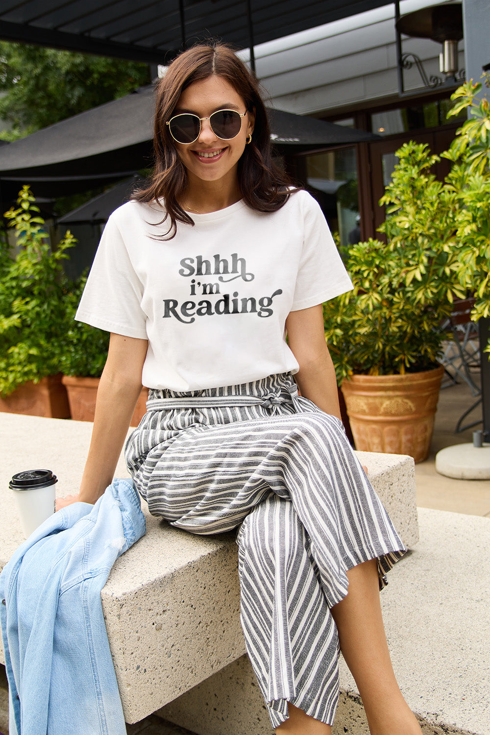 Simply Love Full Size SHHH I'M READING Short Sleeve T-Shirt Trendsi