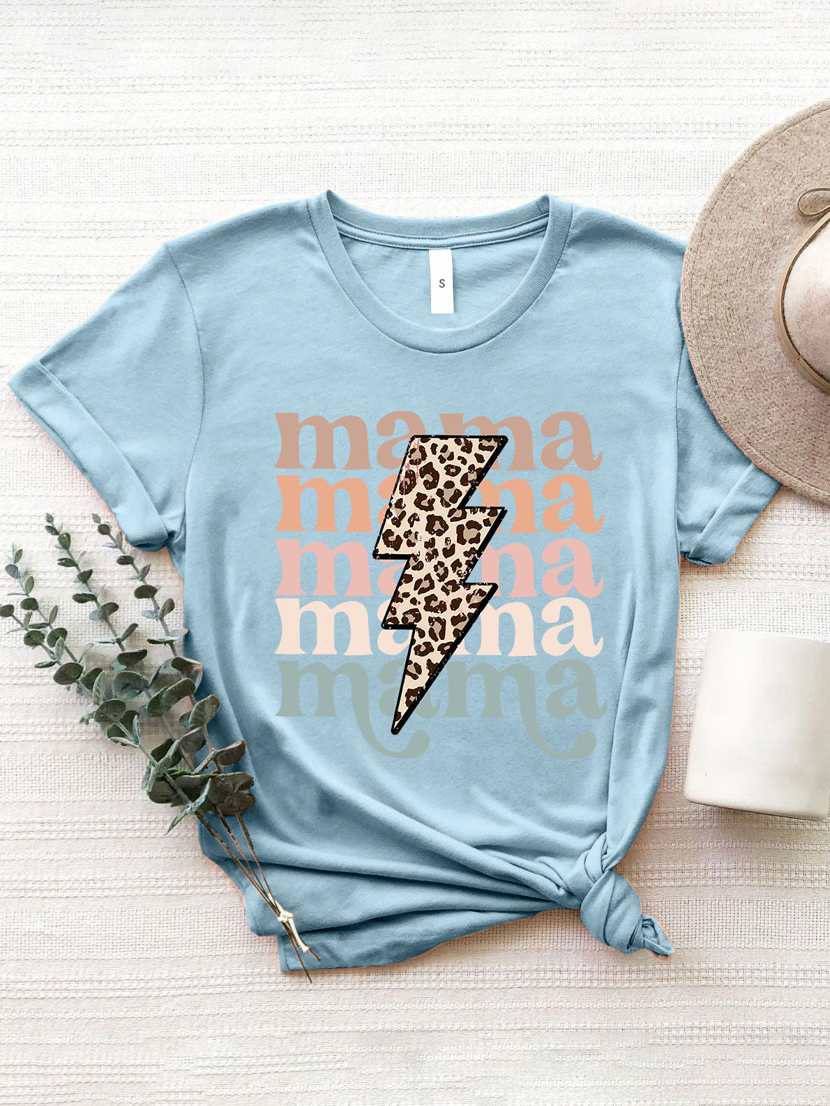 MAMA Round Neck Short Sleeve T-Shirt Trendsi