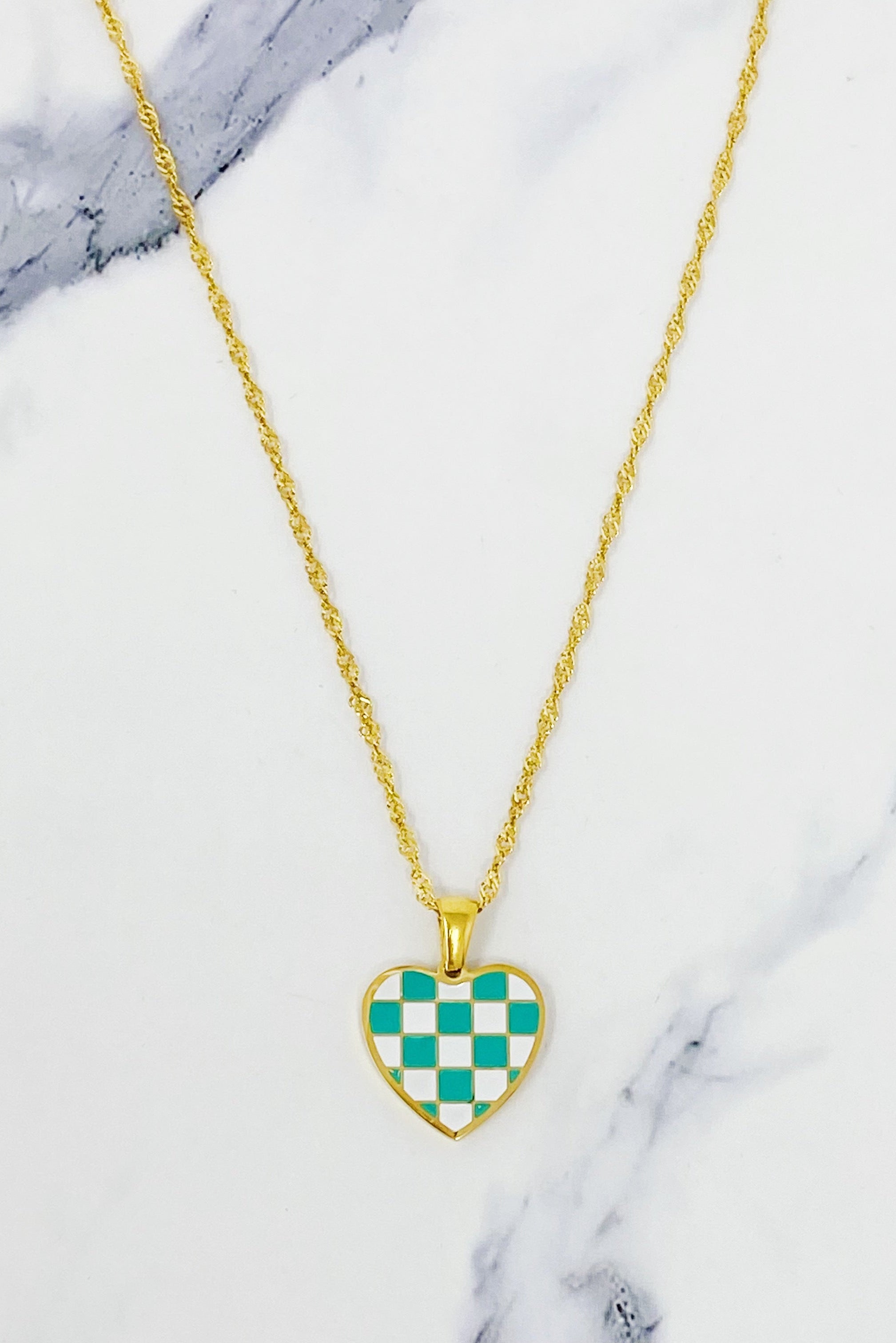 Checkered Heart Necklace Ellisonyoung.com