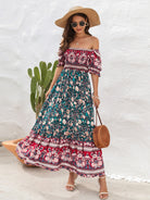 Floral Flounce Sleeve Midi Dress Trendsi