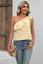 Eyelet One-Shoulder Tank Trendsi