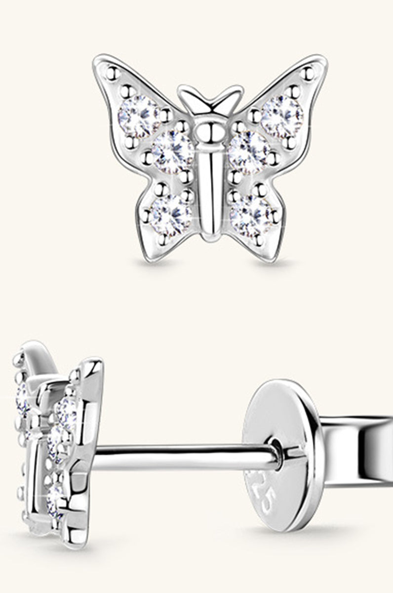 Moissanite 925 Sterling Silver Butterfly Stud Earrings Trendsi