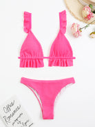 Ruffled Textured Wide Strap Two-Piece Bikini Set Trendsi