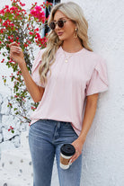 Round Neck Petal Sleeve T-Shirt Trendsi