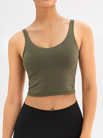 Scoop Neck Wide Strap Active Tank Trendsi