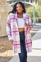 Double Take Full Size Plaid Button Up Lapel Collar Coat Trendsi