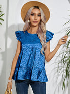 Full Size Ruffled Leopard Cap Sleeve Top Trendsi