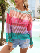 Color Block Openwork Boat Neck Cover Up Trendsi