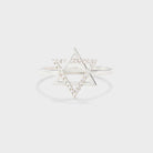 925 Sterling Silver Inlaid Zircon Hexagram Ring Trendsi