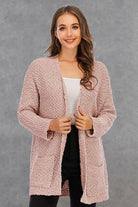 Pocketed Open Front Long Sleeve Cardigan Trendsi