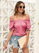 Ruched Short Sleeve Blouse Trendsi