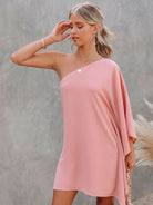 Single Shoulder Kimono Sleeve Mini Dress Trendsi