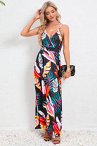 Printed Surplice Maxi Cami Dress Trendsi