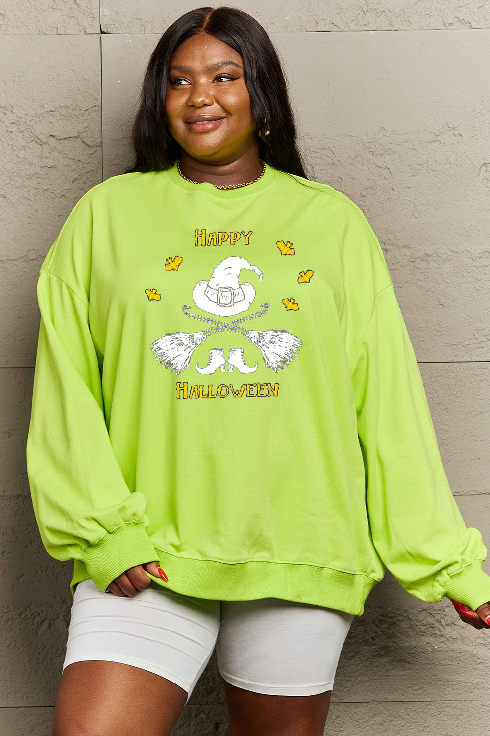 Simply Love Full Size HAPPY HALLOWEEN Graphic Sweatshirt Trendsi