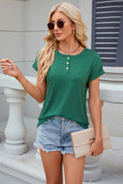 Round Neck Rolled Short Sleeve T-Shirt Trendsi