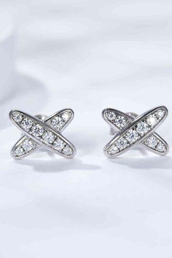 925 Sterling Silver X-Shape Moissanite Earrings Trendsi