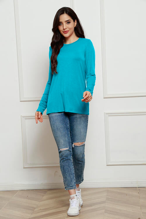 Basic Bae Full Size Round Neck Long Sleeve Top Trendsi